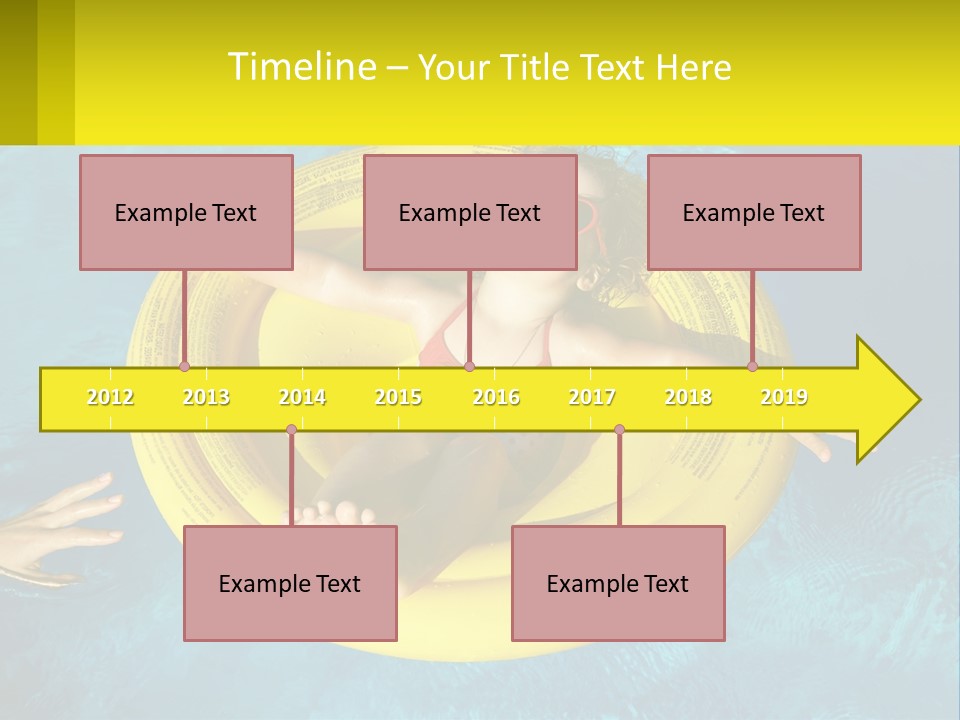 A Little Girl In A Red Swimsuit Floating On A Raft In A Pool PowerPoint Template