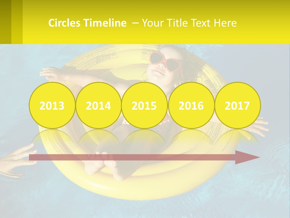 A Little Girl In A Red Swimsuit Floating On A Raft In A Pool PowerPoint Template