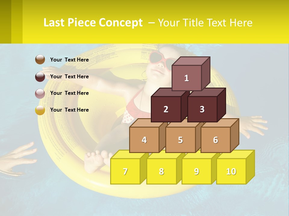 A Little Girl In A Red Swimsuit Floating On A Raft In A Pool PowerPoint Template