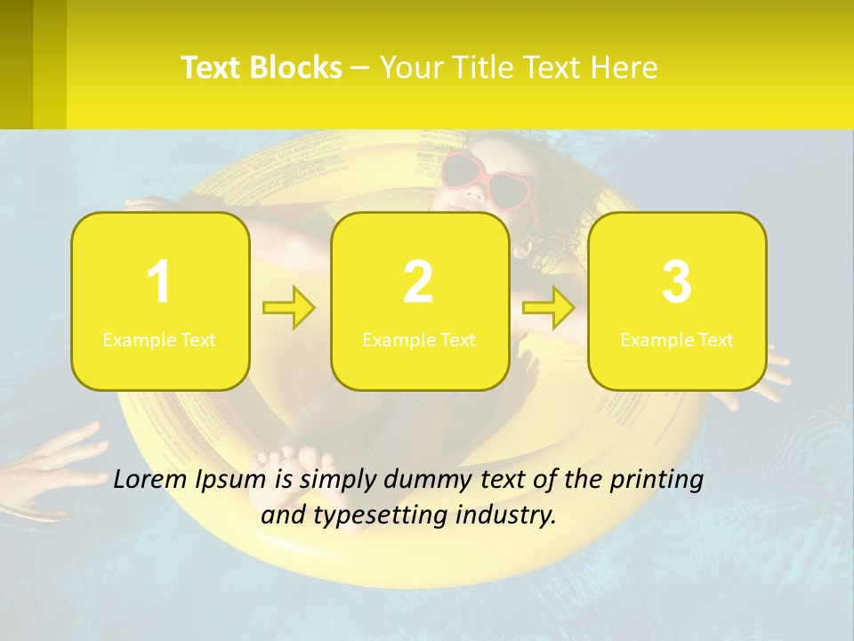 A Little Girl In A Red Swimsuit Floating On A Raft In A Pool PowerPoint Template