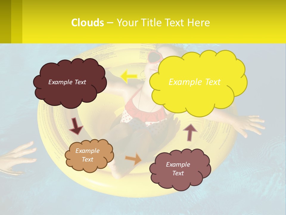 A Little Girl In A Red Swimsuit Floating On A Raft In A Pool PowerPoint Template