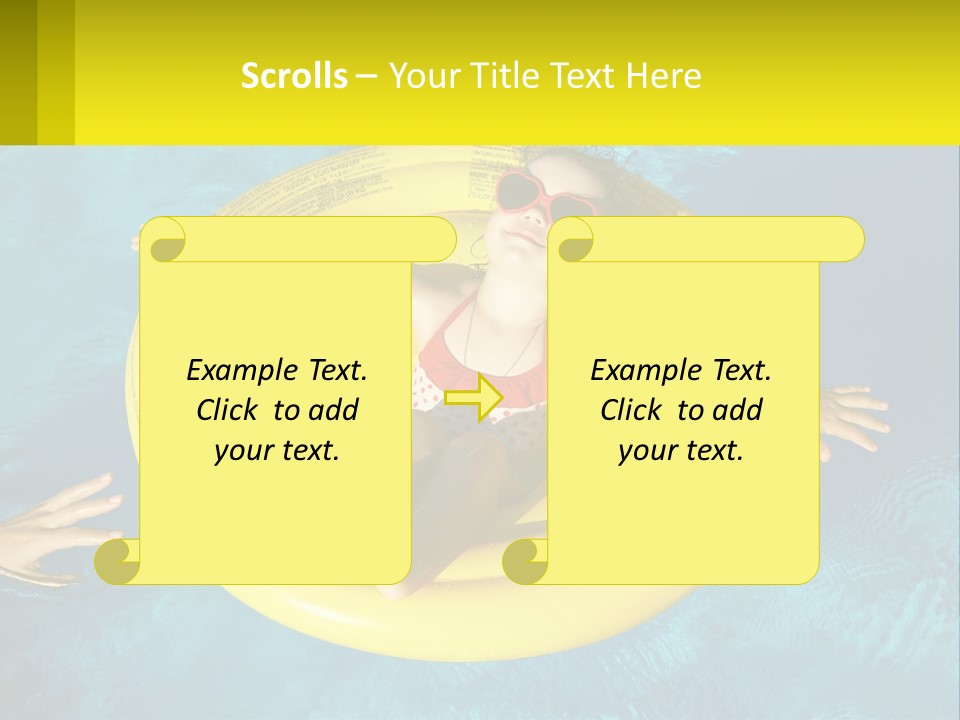 A Little Girl In A Red Swimsuit Floating On A Raft In A Pool PowerPoint Template