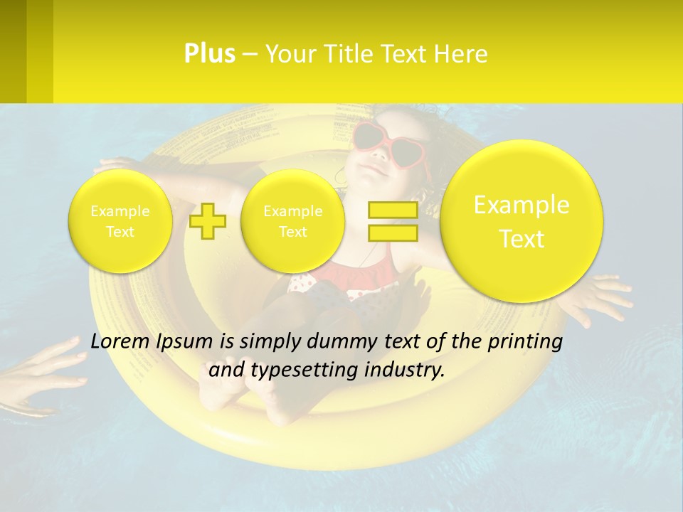 A Little Girl In A Red Swimsuit Floating On A Raft In A Pool PowerPoint Template