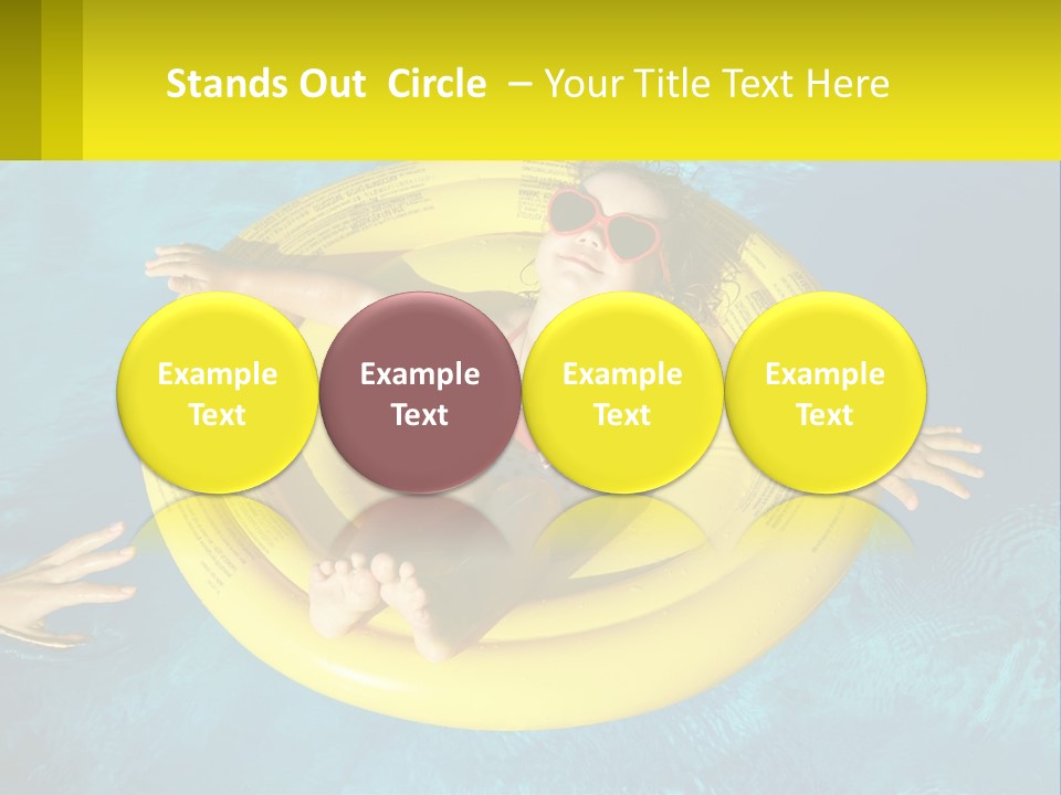 A Little Girl In A Red Swimsuit Floating On A Raft In A Pool PowerPoint Template