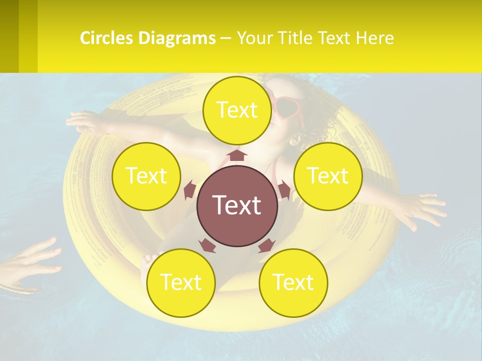 A Little Girl In A Red Swimsuit Floating On A Raft In A Pool PowerPoint Template