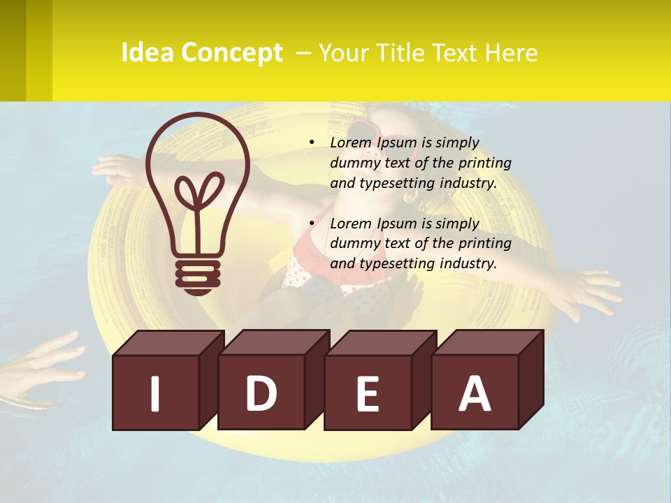 A Little Girl In A Red Swimsuit Floating On A Raft In A Pool PowerPoint Template