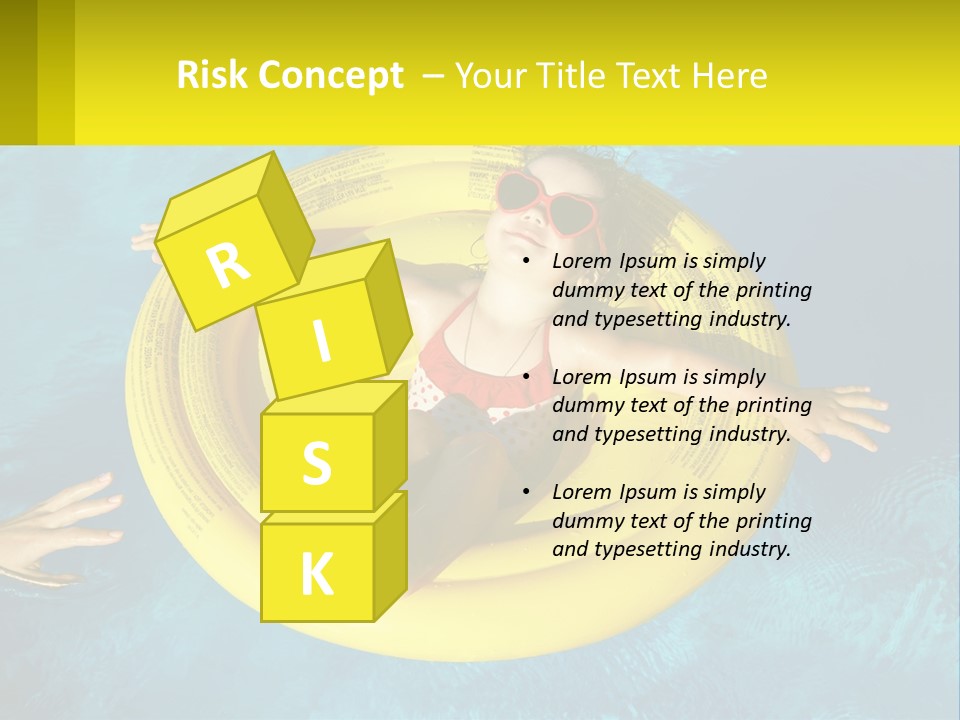 A Little Girl In A Red Swimsuit Floating On A Raft In A Pool PowerPoint Template