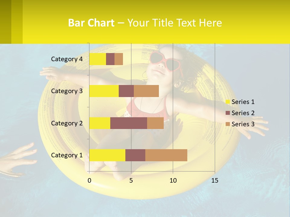 A Little Girl In A Red Swimsuit Floating On A Raft In A Pool PowerPoint Template