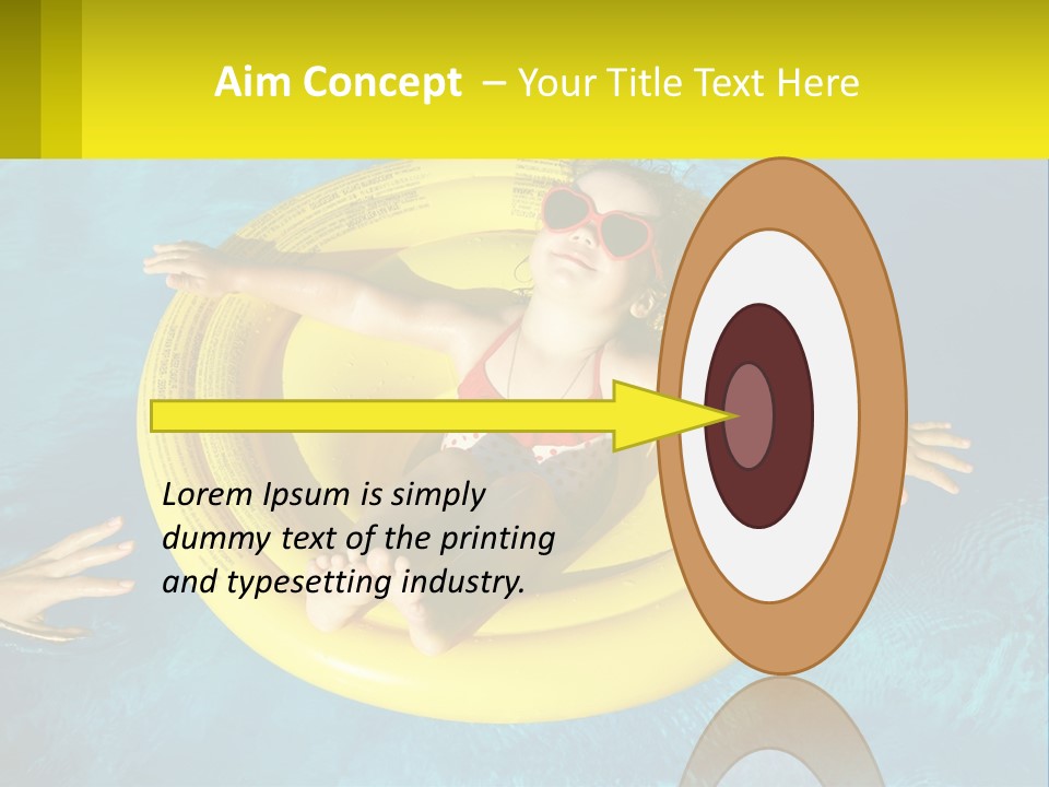 A Little Girl In A Red Swimsuit Floating On A Raft In A Pool PowerPoint Template