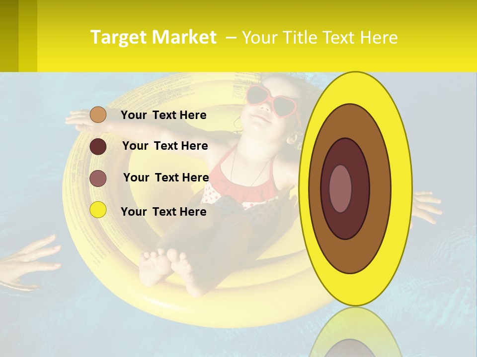 A Little Girl In A Red Swimsuit Floating On A Raft In A Pool PowerPoint Template