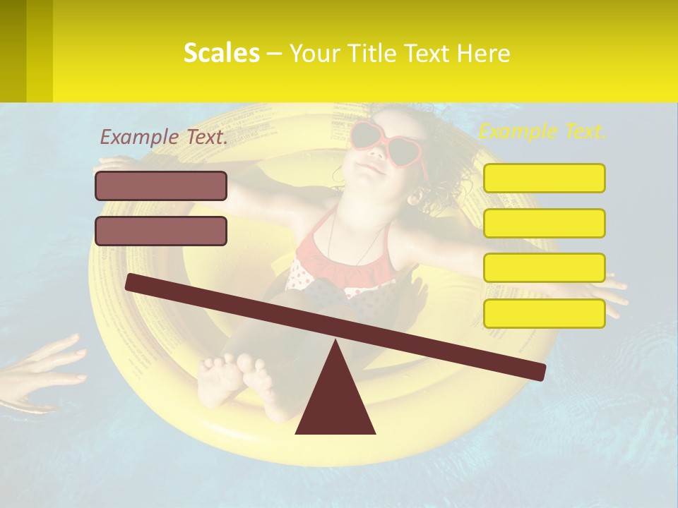 A Little Girl In A Red Swimsuit Floating On A Raft In A Pool PowerPoint Template