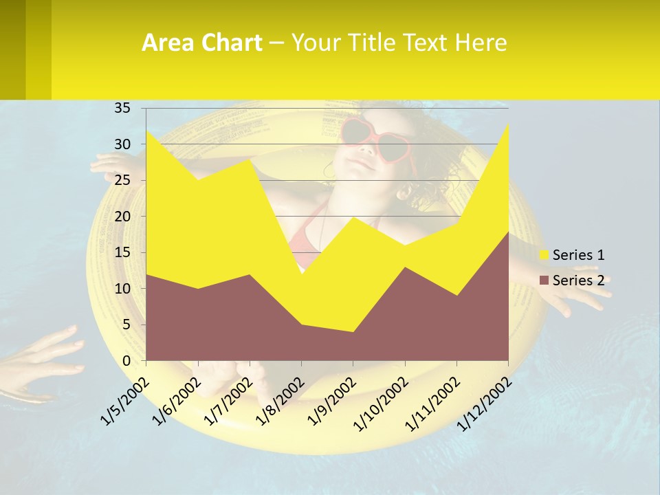 A Little Girl In A Red Swimsuit Floating On A Raft In A Pool PowerPoint Template