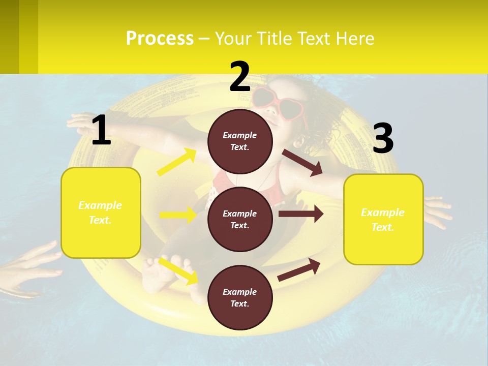 A Little Girl In A Red Swimsuit Floating On A Raft In A Pool PowerPoint Template