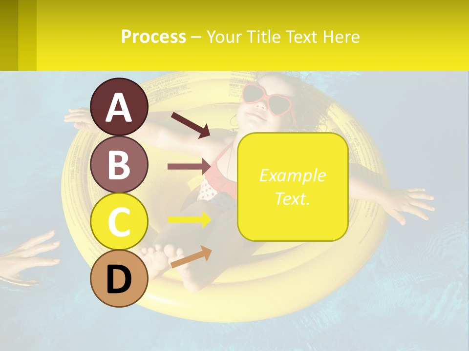 A Little Girl In A Red Swimsuit Floating On A Raft In A Pool PowerPoint Template