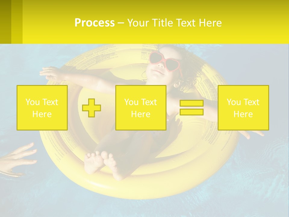 A Little Girl In A Red Swimsuit Floating On A Raft In A Pool PowerPoint Template