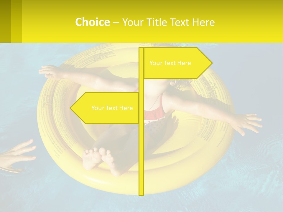 A Little Girl In A Red Swimsuit Floating On A Raft In A Pool PowerPoint Template