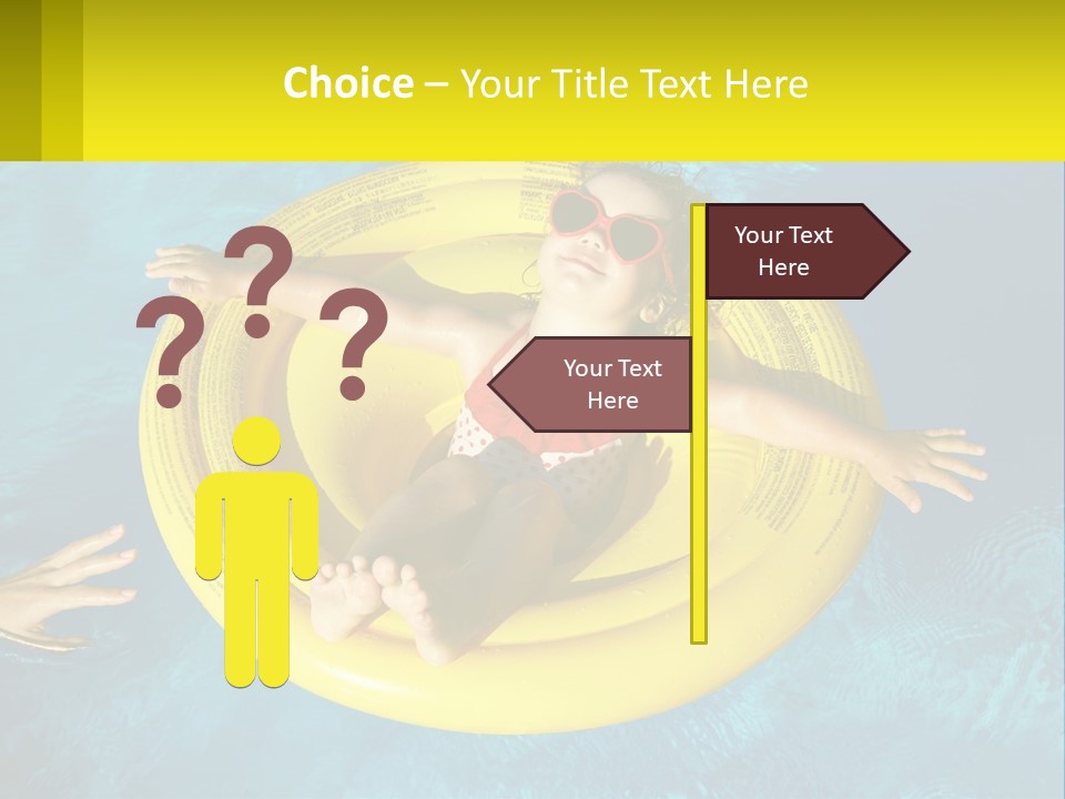A Little Girl In A Red Swimsuit Floating On A Raft In A Pool PowerPoint Template