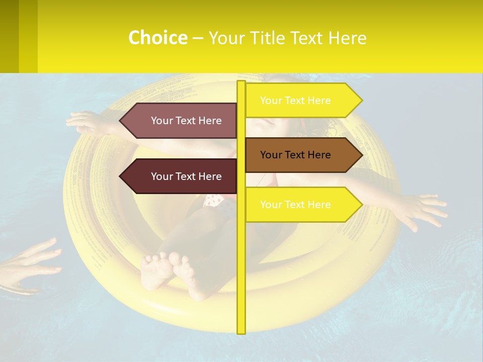 A Little Girl In A Red Swimsuit Floating On A Raft In A Pool PowerPoint Template