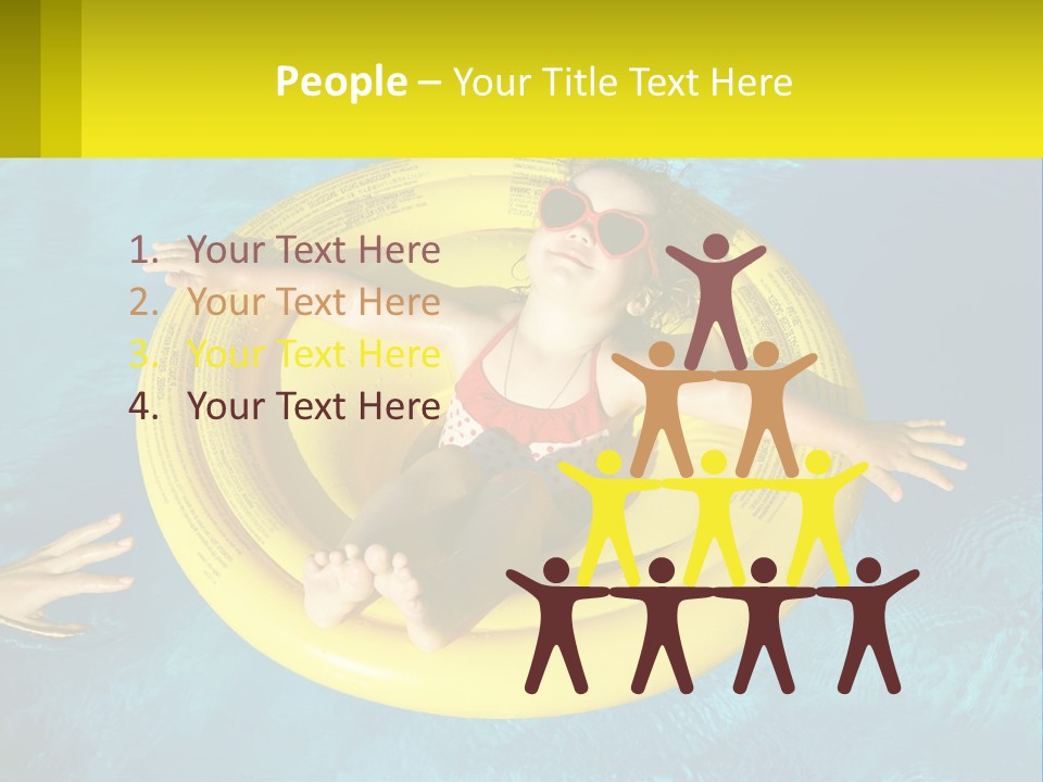 A Little Girl In A Red Swimsuit Floating On A Raft In A Pool PowerPoint Template