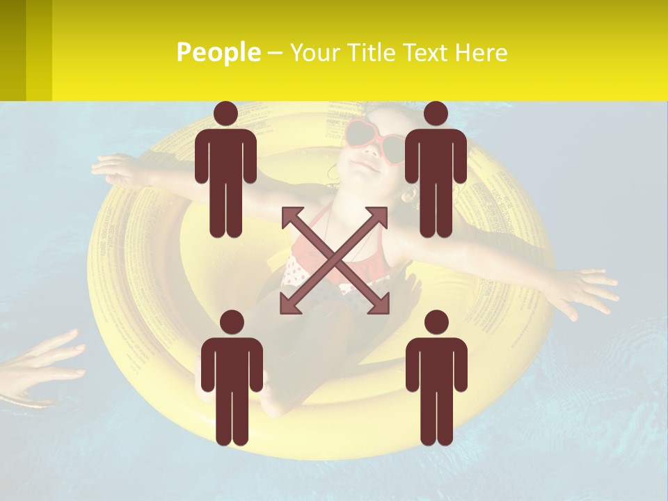 A Little Girl In A Red Swimsuit Floating On A Raft In A Pool PowerPoint Template