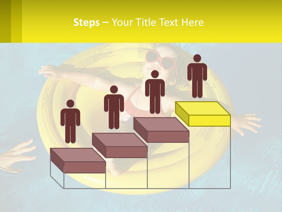 A Little Girl In A Red Swimsuit Floating On A Raft In A Pool PowerPoint Template