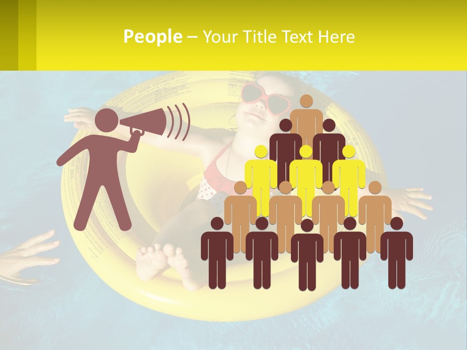 A Little Girl In A Red Swimsuit Floating On A Raft In A Pool PowerPoint Template