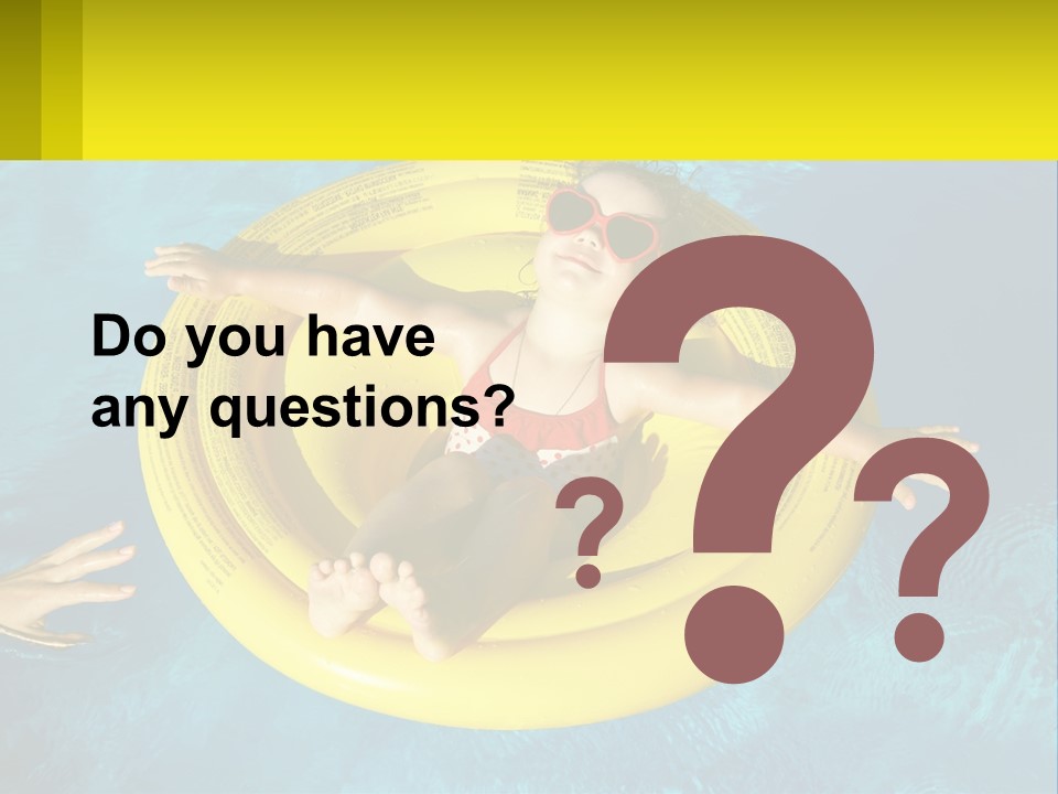 A Little Girl In A Red Swimsuit Floating On A Raft In A Pool PowerPoint Template