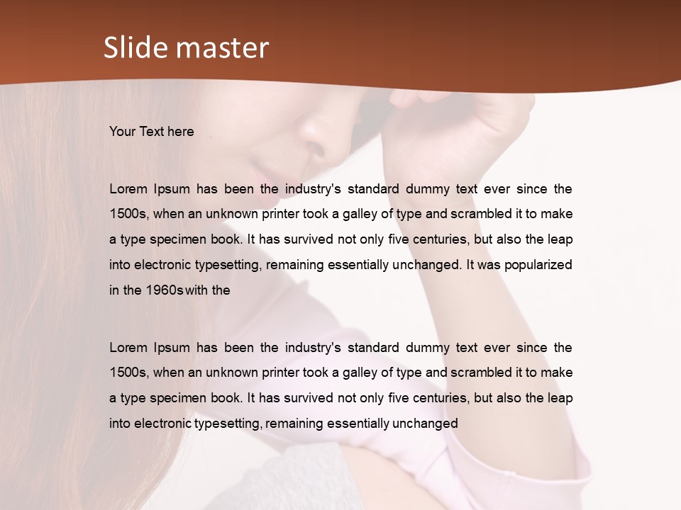 A Woman With Red Hair Is Sitting Down PowerPoint Template