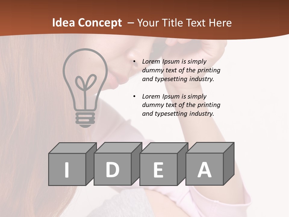 A Woman With Red Hair Is Sitting Down PowerPoint Template