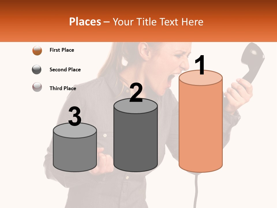 A Woman Holding A Telephone Up To Her Ear PowerPoint Template