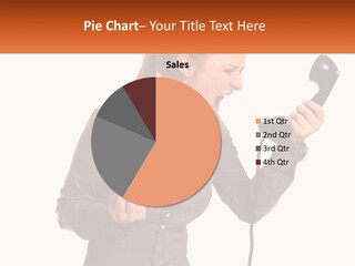 A Woman Holding A Telephone Up To Her Ear PowerPoint Template