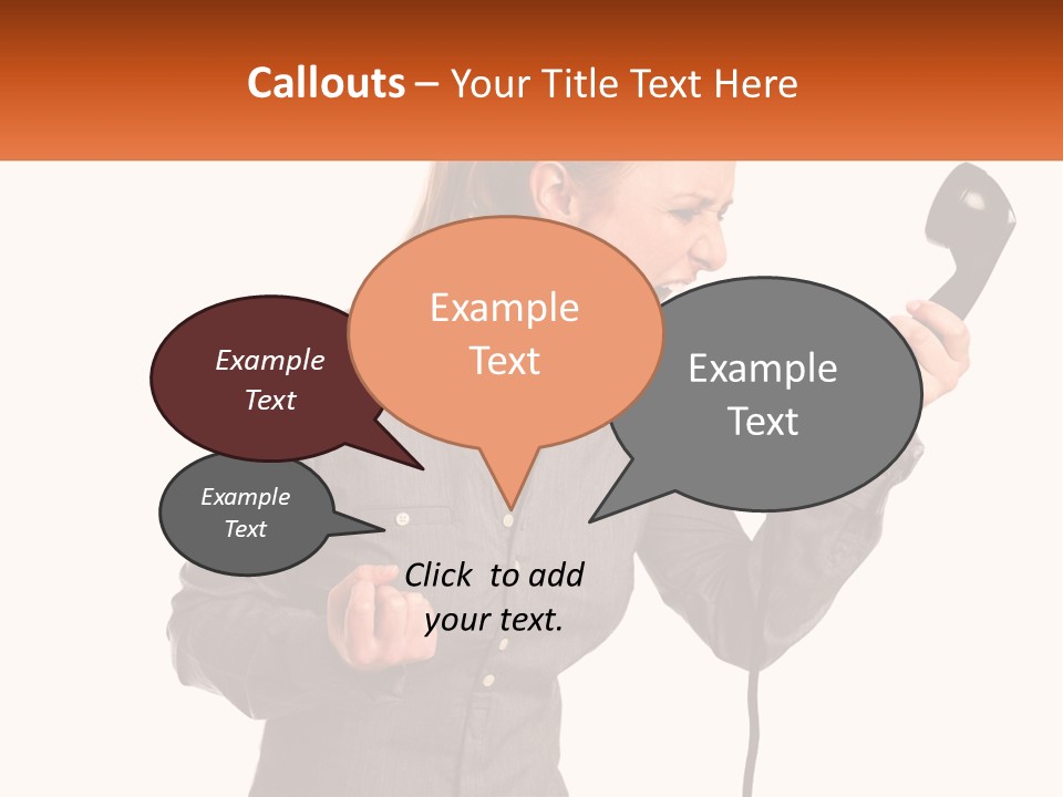 A Woman Holding A Telephone Up To Her Ear PowerPoint Template