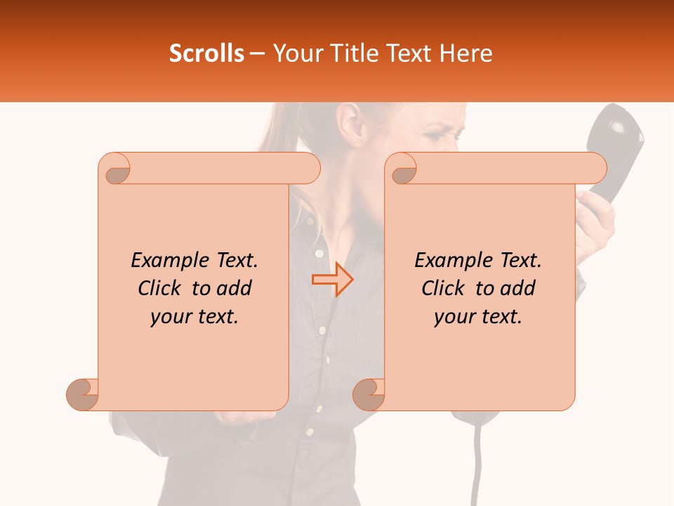 A Woman Holding A Telephone Up To Her Ear PowerPoint Template