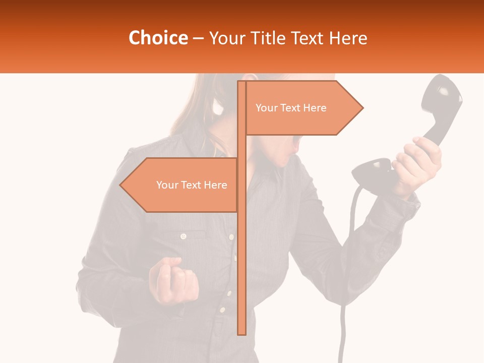 A Woman Holding A Telephone Up To Her Ear PowerPoint Template