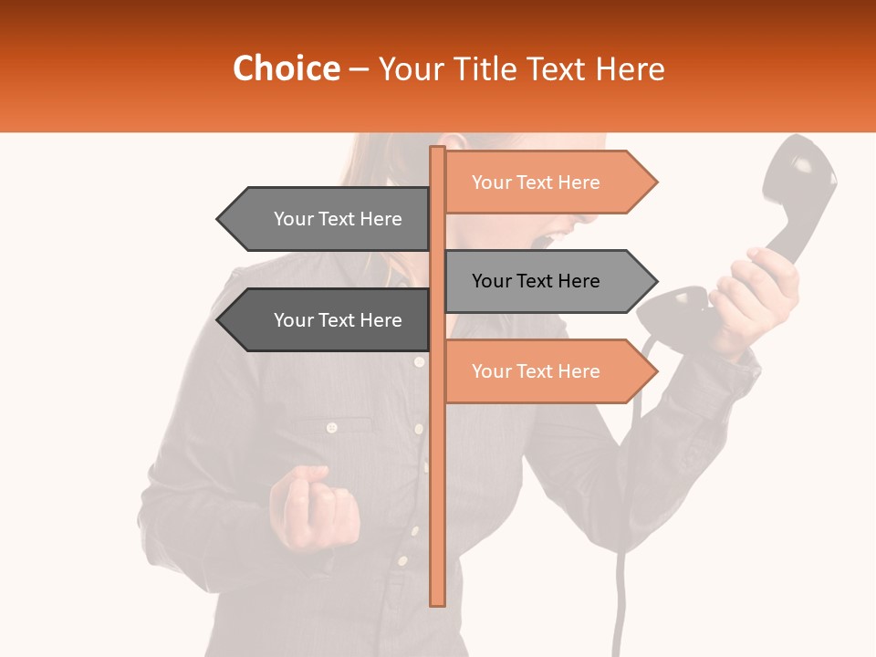 A Woman Holding A Telephone Up To Her Ear PowerPoint Template