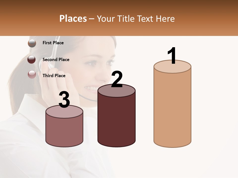 A Woman Wearing A Headset With A Name Tag PowerPoint Template