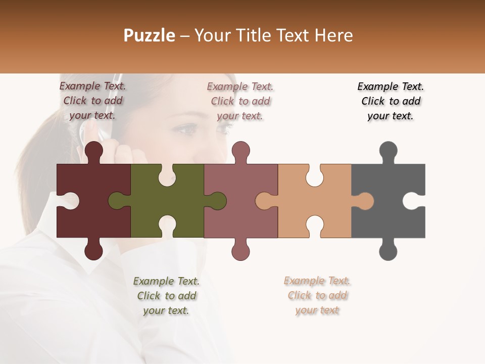 A Woman Wearing A Headset With A Name Tag PowerPoint Template