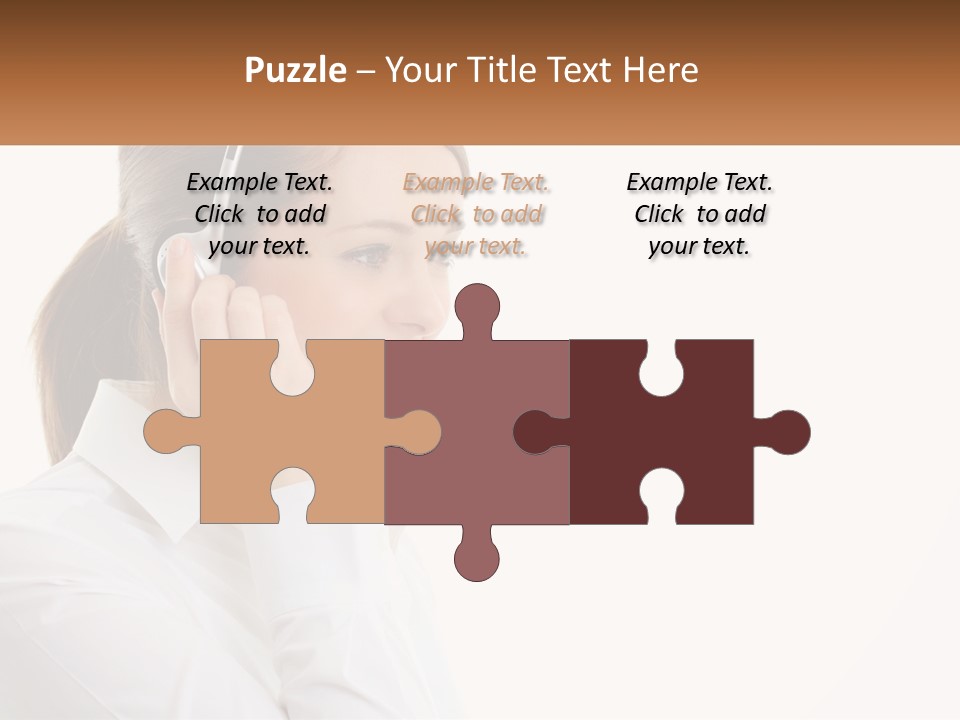 A Woman Wearing A Headset With A Name Tag PowerPoint Template