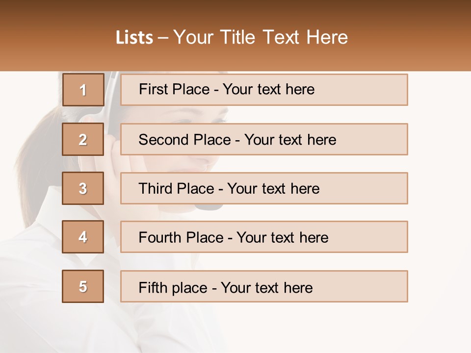 A Woman Wearing A Headset With A Name Tag PowerPoint Template