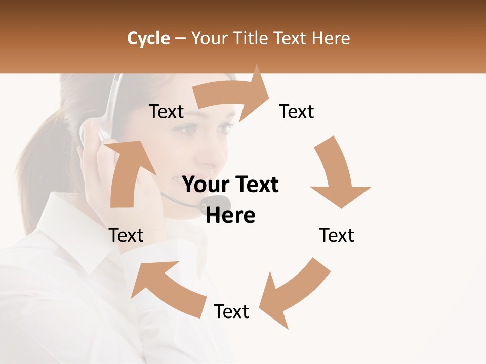 A Woman Wearing A Headset With A Name Tag PowerPoint Template