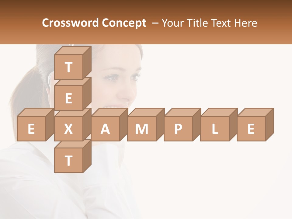 A Woman Wearing A Headset With A Name Tag PowerPoint Template