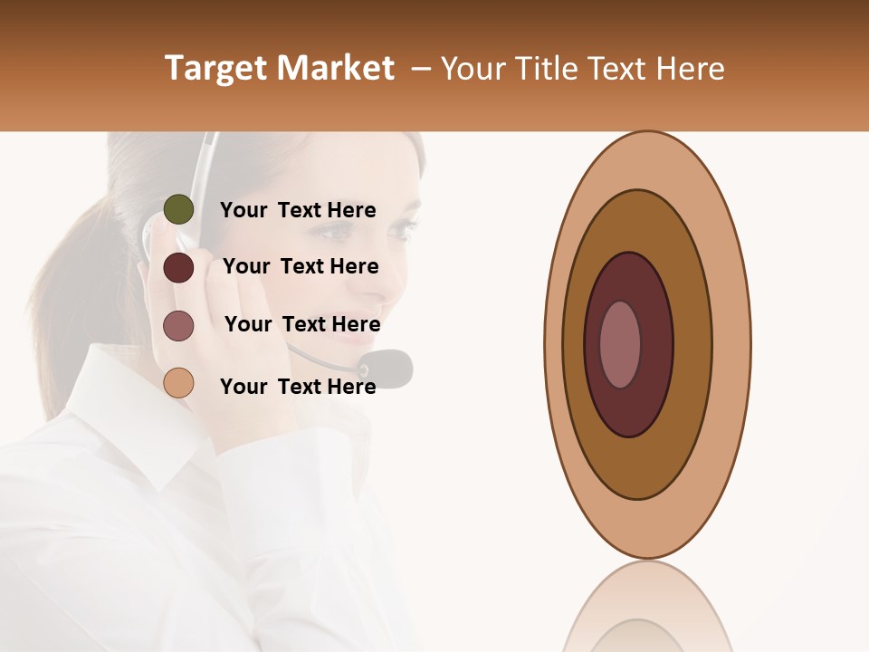 A Woman Wearing A Headset With A Name Tag PowerPoint Template