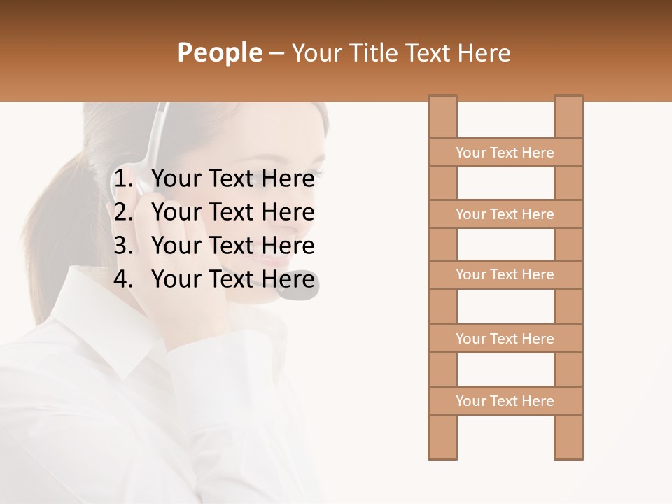 A Woman Wearing A Headset With A Name Tag PowerPoint Template