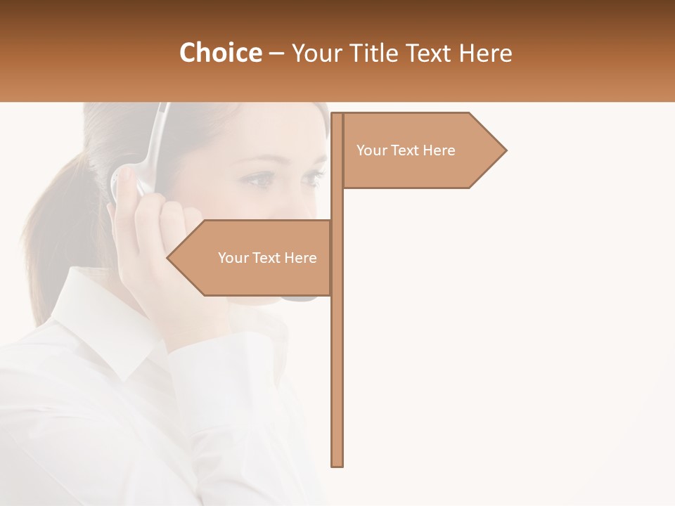 A Woman Wearing A Headset With A Name Tag PowerPoint Template