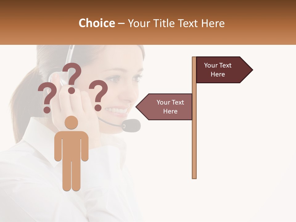 A Woman Wearing A Headset With A Name Tag PowerPoint Template