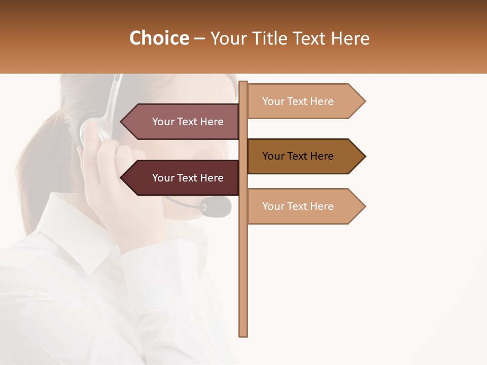 A Woman Wearing A Headset With A Name Tag PowerPoint Template