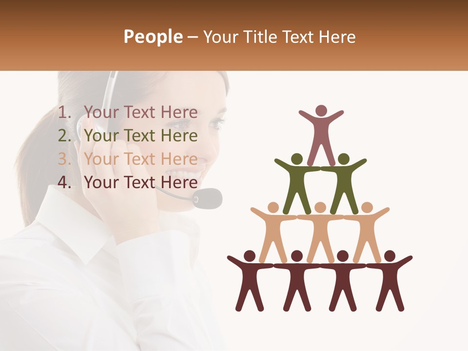 A Woman Wearing A Headset With A Name Tag PowerPoint Template