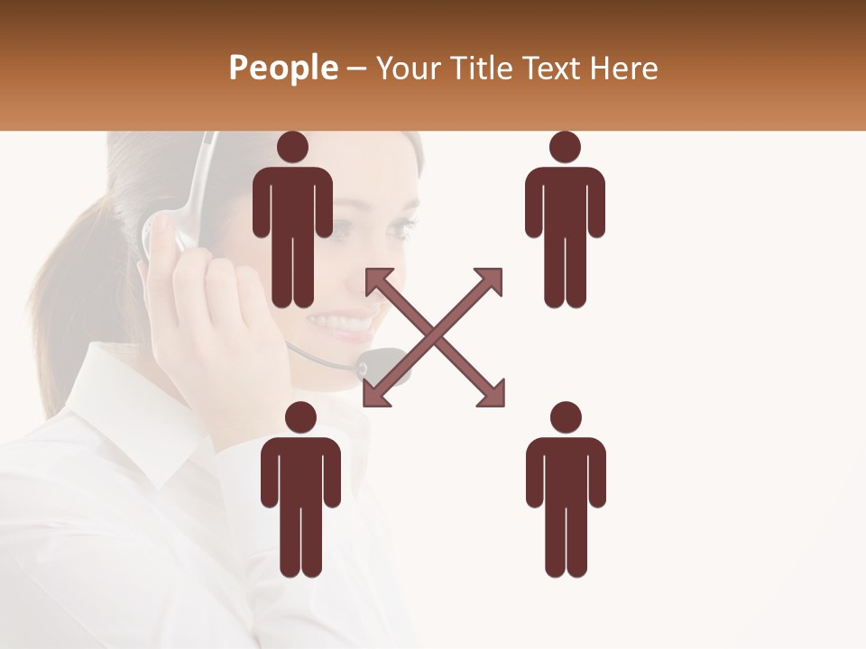 A Woman Wearing A Headset With A Name Tag PowerPoint Template