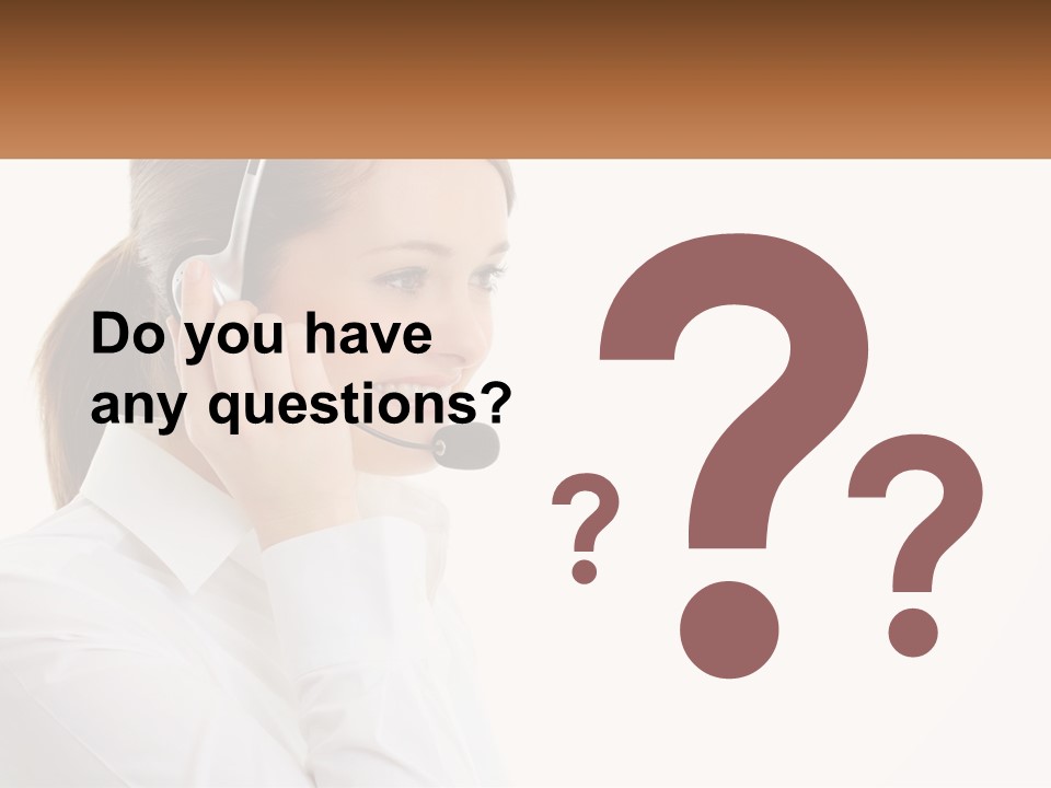 A Woman Wearing A Headset With A Name Tag PowerPoint Template