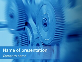 A Blue Gears Powerpoint Presentation Is Shown PowerPoint Template